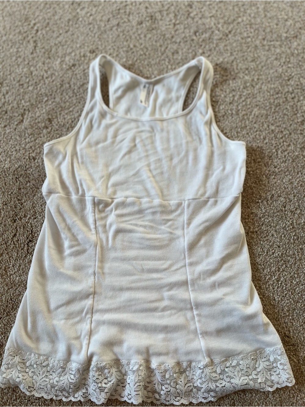 Maidenform White Lace-Hem Tank